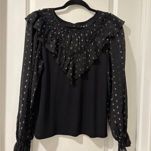 LOFT Black Blouse with Silver Accents